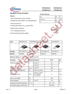 IPD04N03LB G datasheet  